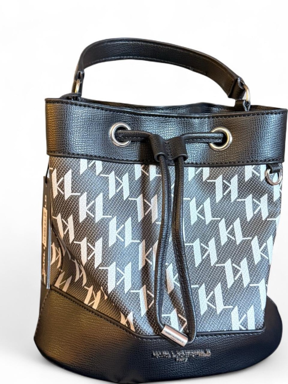 Karl lagerfeld Paris Black and White Bucket Bag